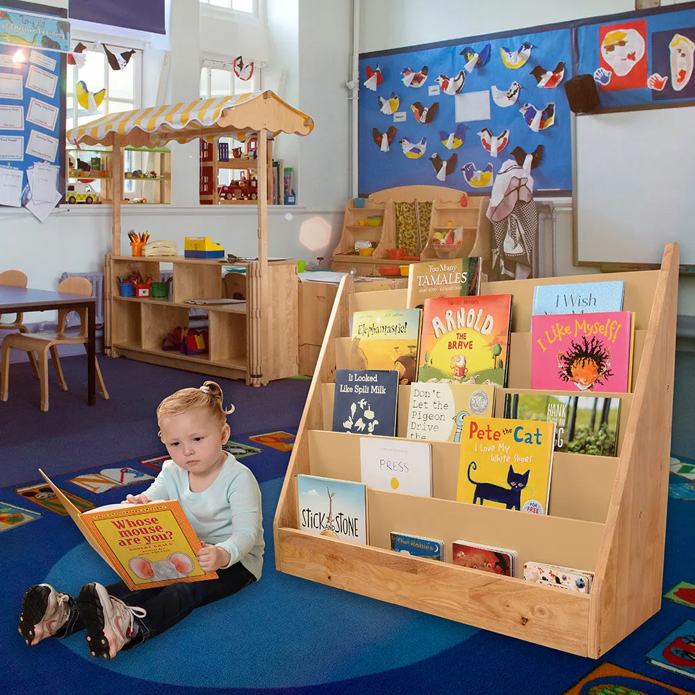 5-Shelf Wooden Book Display | Child-Height Classroom Organizer Constructive Play Things