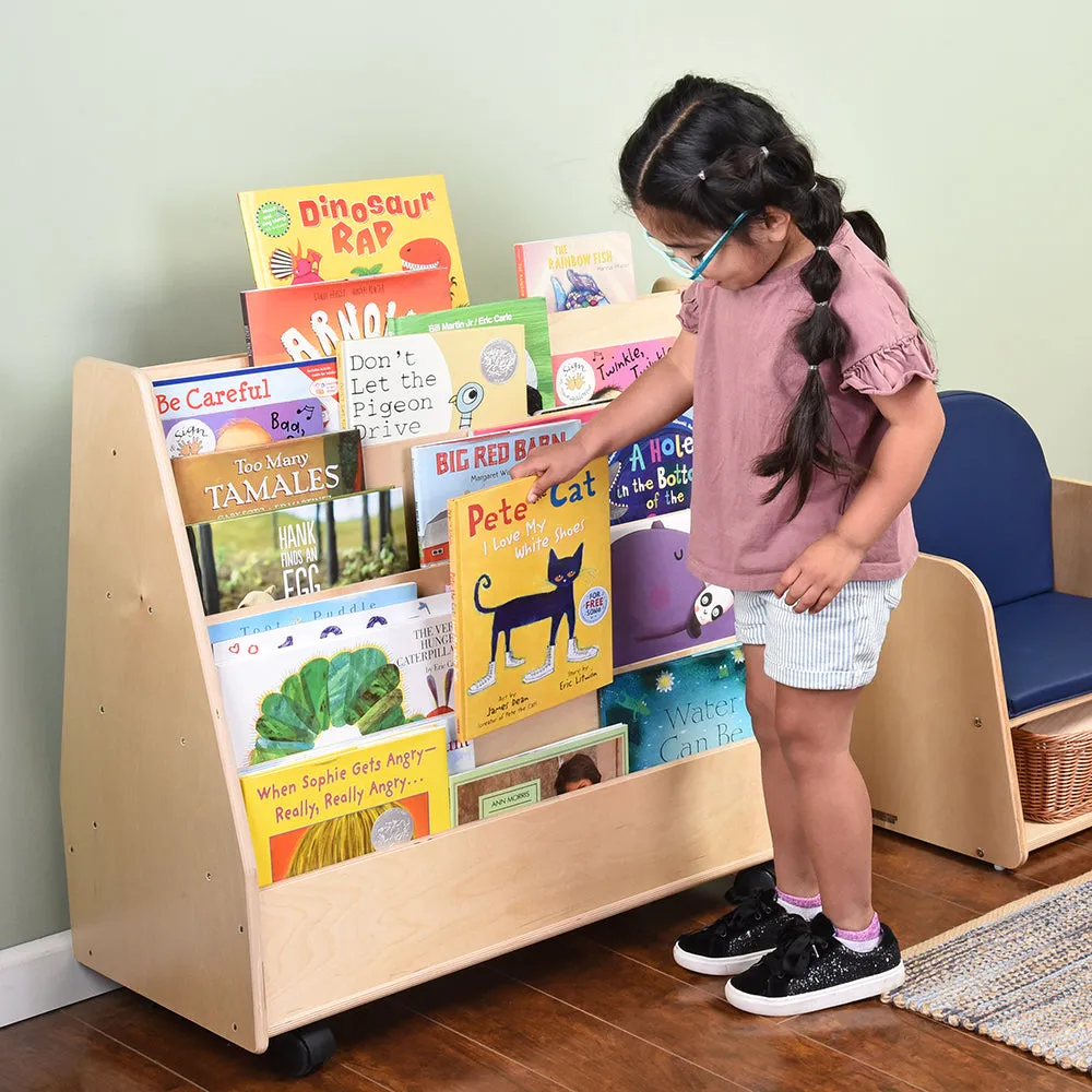 Dual-Sided Mobile Classroom Book Display Constructive Play Things