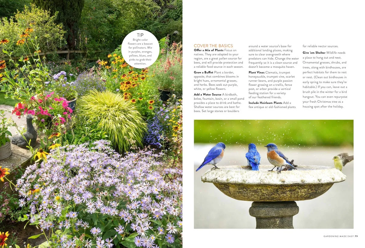 Gardening Made Easy - 125  Garden Basics, Tips For Planting Flowers, Grow Veggies, Bulbs, Herbs, Trees, Borders, Soil, Containers, Lawn Maintenance, Tools, Watering, Design, Pollinators & Rose Guide!