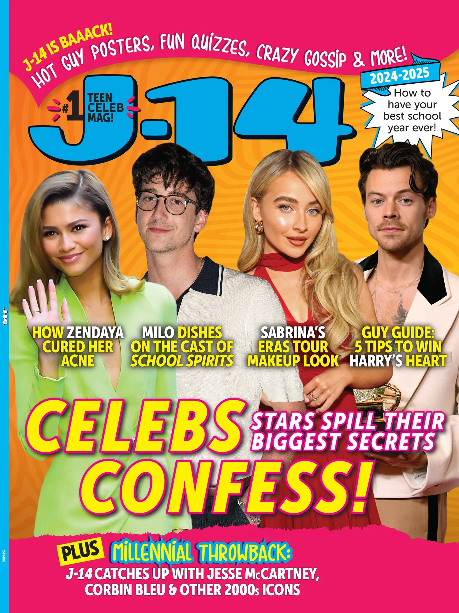 J-14 - Celebs Confess! Exclusive Interviews, How Zendaya Cured Her Acne, Sabrina Carpenter's Eras Tour Makeup, 5 Tips To Win Harry Styles Heart, 2000s Icons, 11 Posters, 10 Quizzes & More!