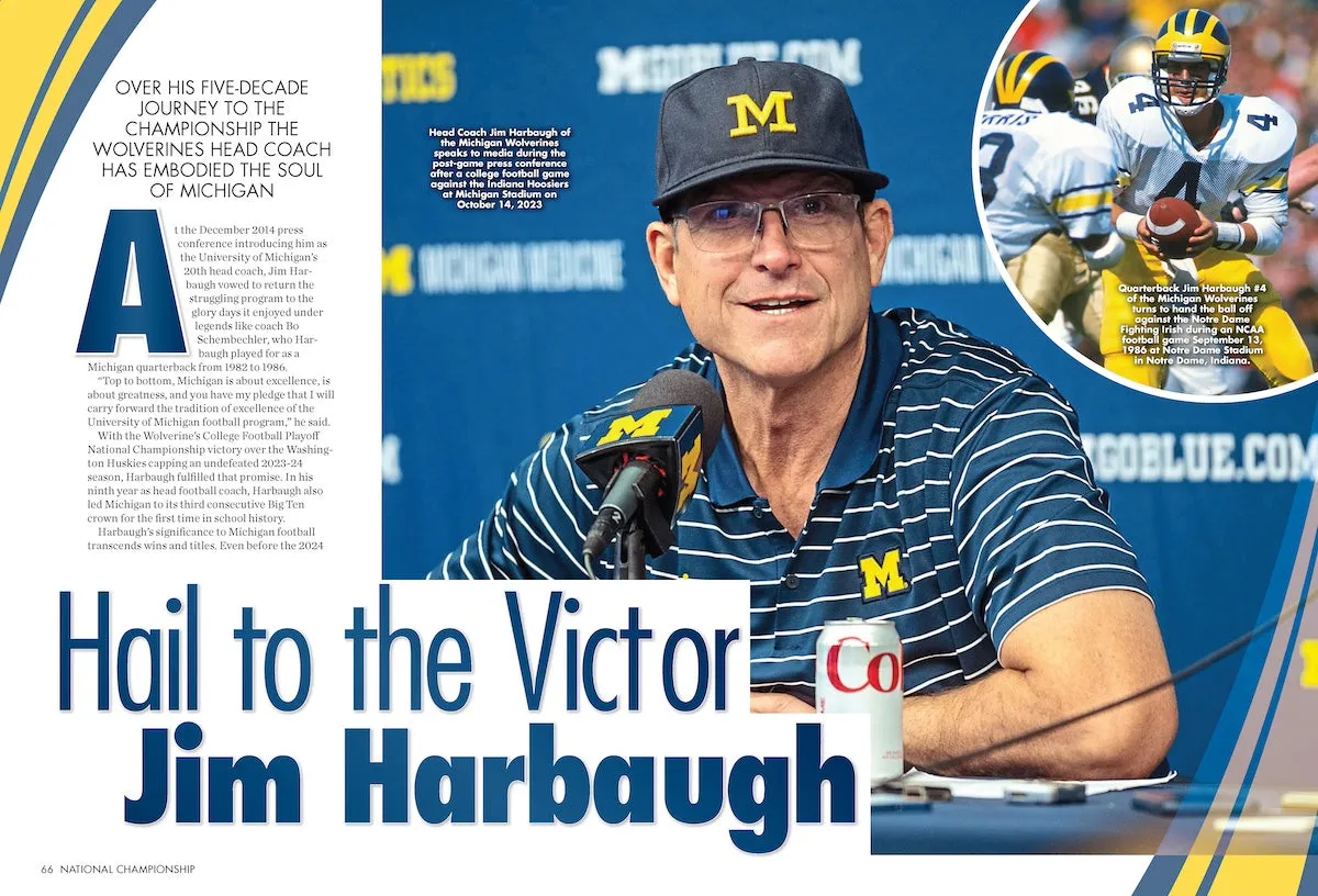 Michigan Wolverines 2024 National Championship - 2 Collectible Covers, 1 Monumental Issue: 150 Photos, Coach Jim Harbaugh Five-Decade Journey, Defense & Offense Stars, Rose Bowl, Stats, BTS & Go Blue!