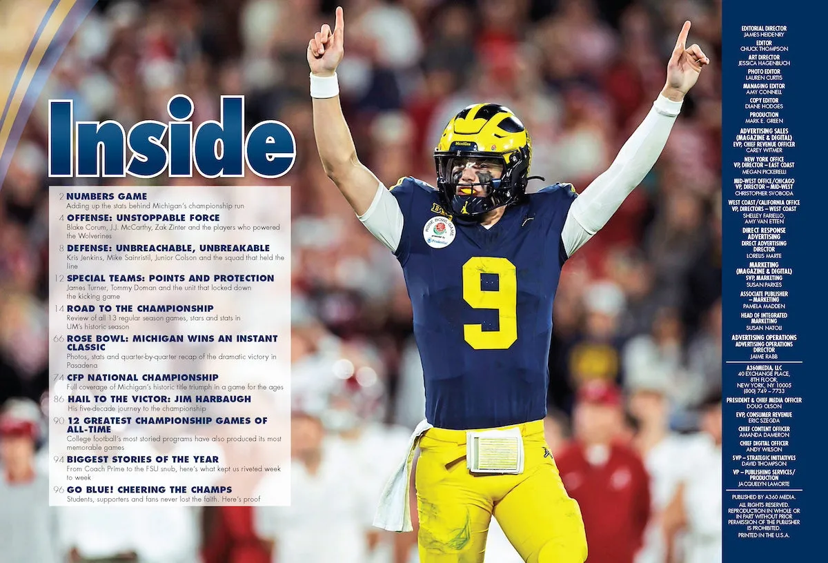 Michigan Wolverines 2024 National Championship - 2 Collectible Covers, 1 Monumental Issue: 150 Photos, Coach Jim Harbaugh Five-Decade Journey, Defense & Offense Stars, Rose Bowl, Stats, BTS & Go Blue!