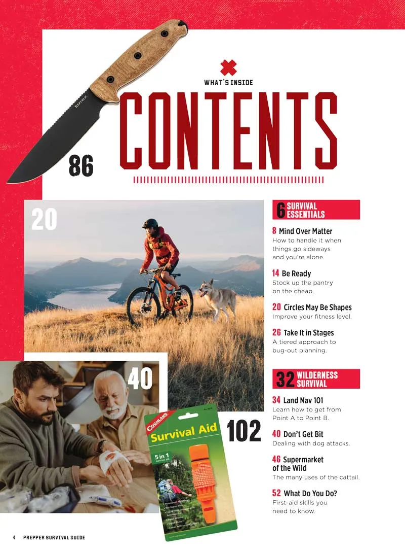 Prepper Survival Guide - Are You Ready? No. 22: Bugging Out, Critical Tips To Say Alive, Navigation 101, Stock The Pantry, Drones, Improve Fitness, Dog Attacks, First Aid Skills, New Gear & More!